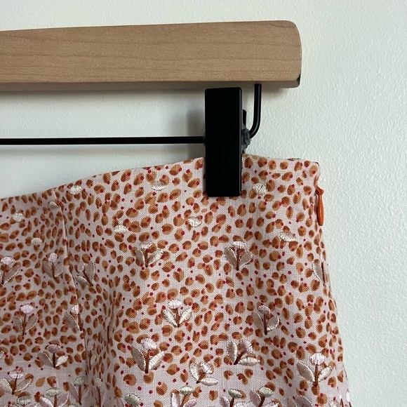 Anthropologie HD in Paris Pink Linen Floral Embroidered Skirt - Picture 2 of 4